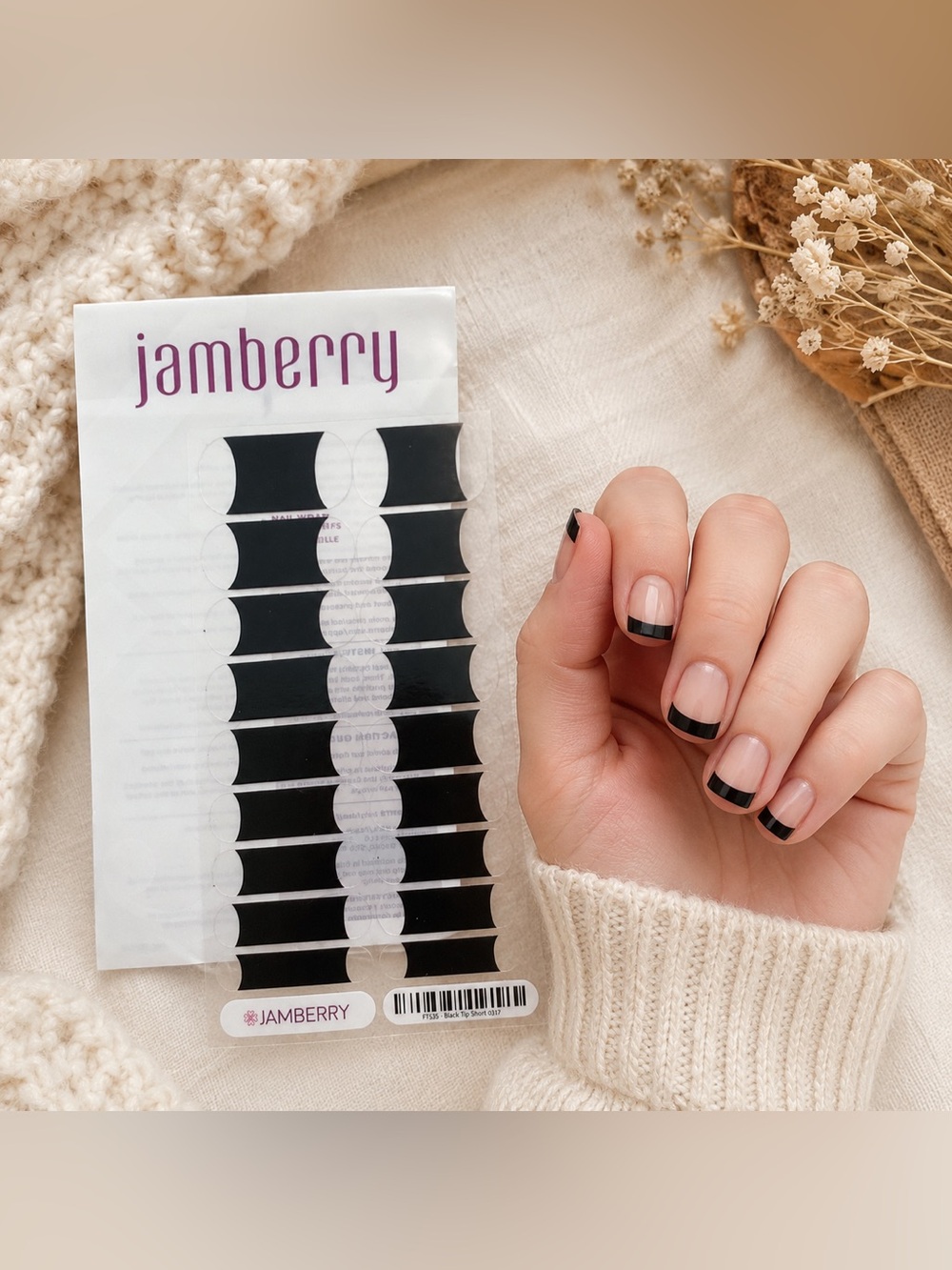 Jamberry Nail Wraps: Black French Tip | Short Length | Buy 3 Get 1 Free